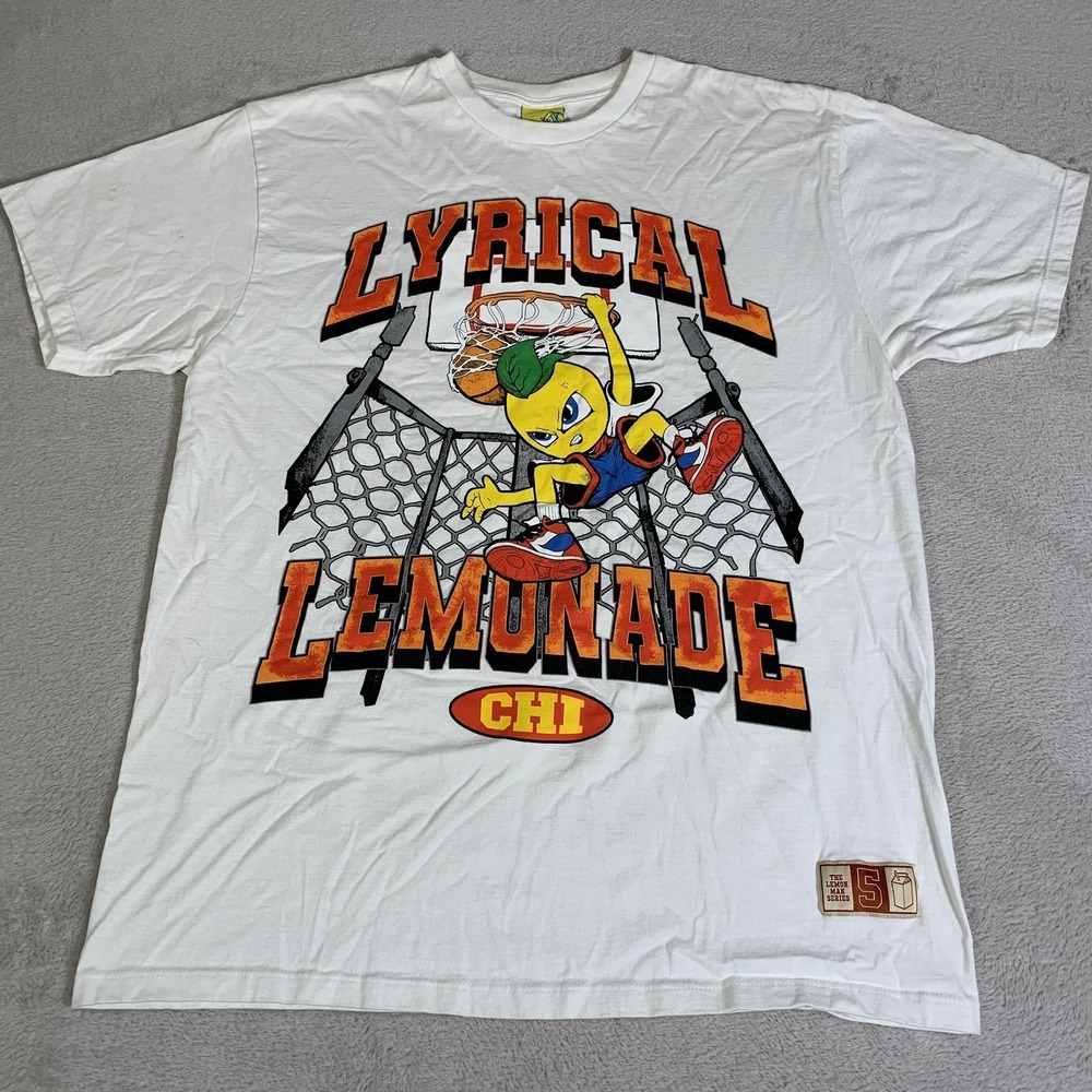 Lyrical Lemonade Shirt Mens Large White Lemon Man Series Basketball Graphic Tee